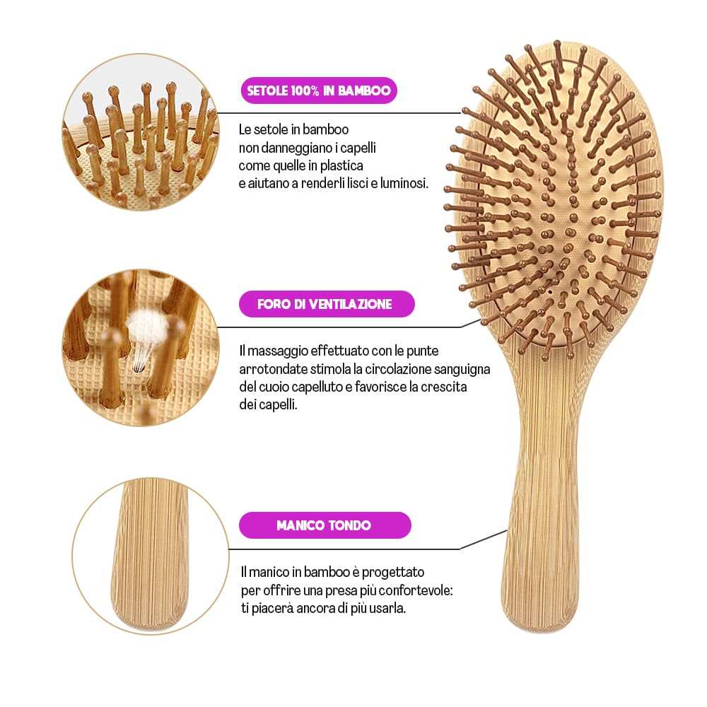 Spazzola Antistatica in Bamboo - DemmyBrush