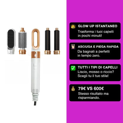 DemmyLab Styler 5 in 1 - Asciuga, Liscia, Arriccia, Modella e dai Volume